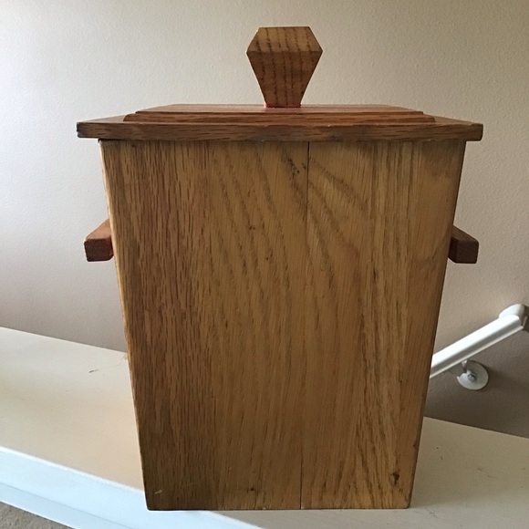 Vintage Wooden Handmade Square Ice Bucket with Lid - Picture 1 of 6